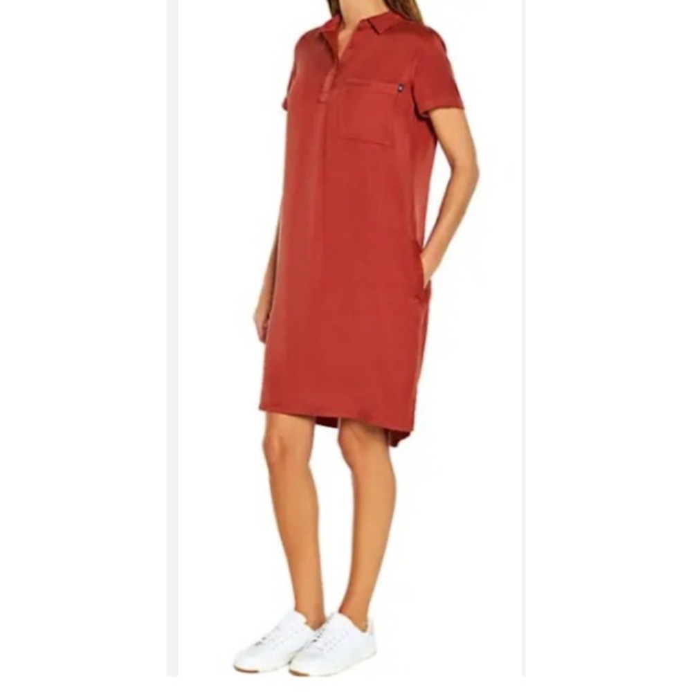 GAP Short Sleeve Collared Pocket  Shirt Dress Rust Orange Casual Everyday Size M